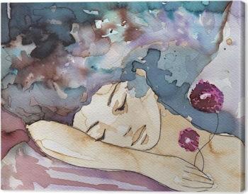 acqualello su tela donna che dorme min