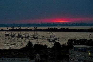 The electricity pylons of the Zaporizhzhia Nuclear Power Plant in Enerhodar of southeastern Ukraine July 9 2019 390. min